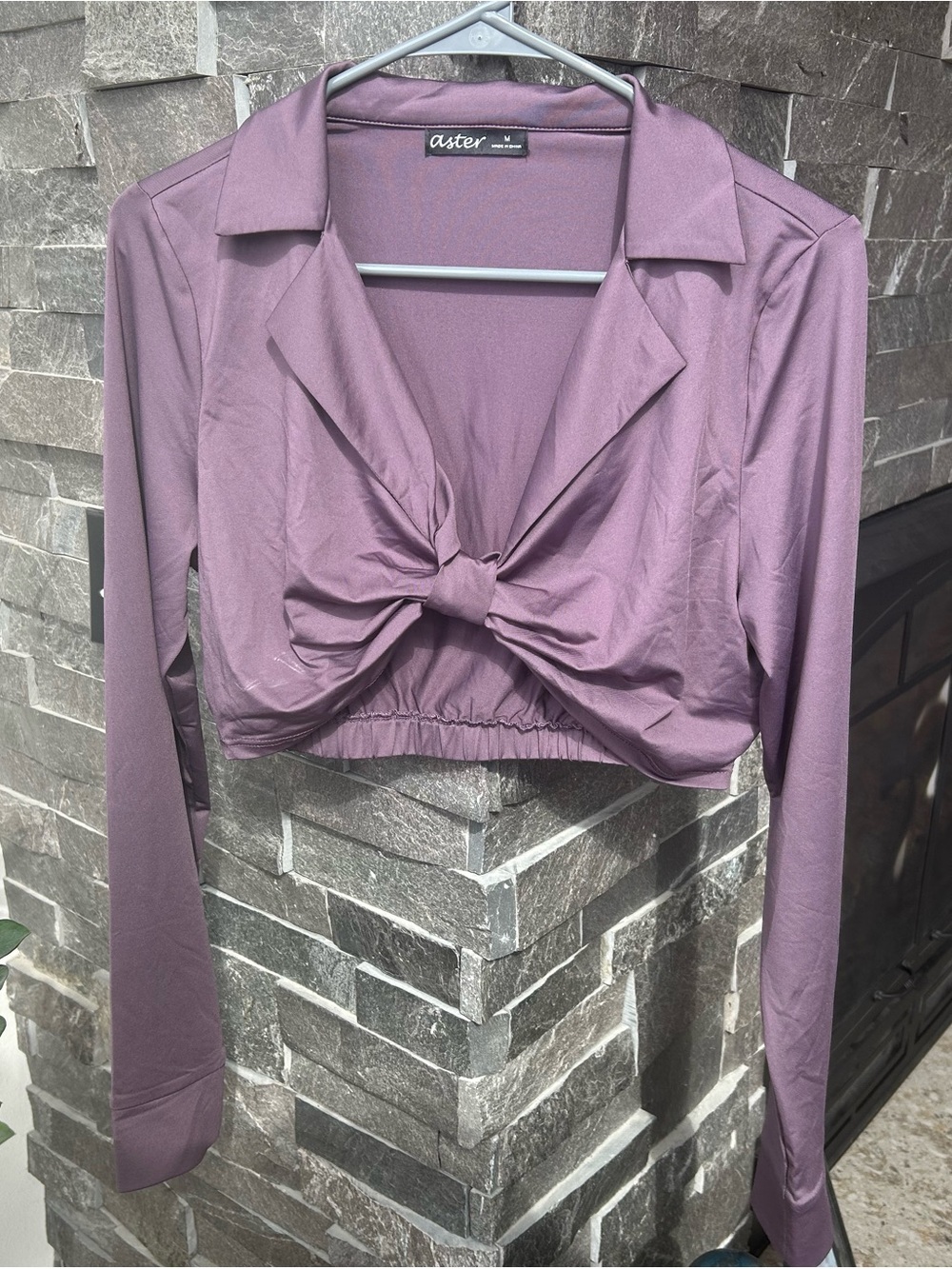 Aster Mauve Tie-Front Crop Top